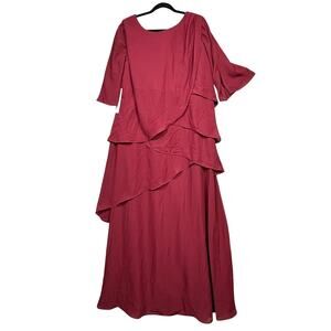 Wear Your Love Dress Womens Size L Red Chiffon Maxi Lace Up Formal Gown